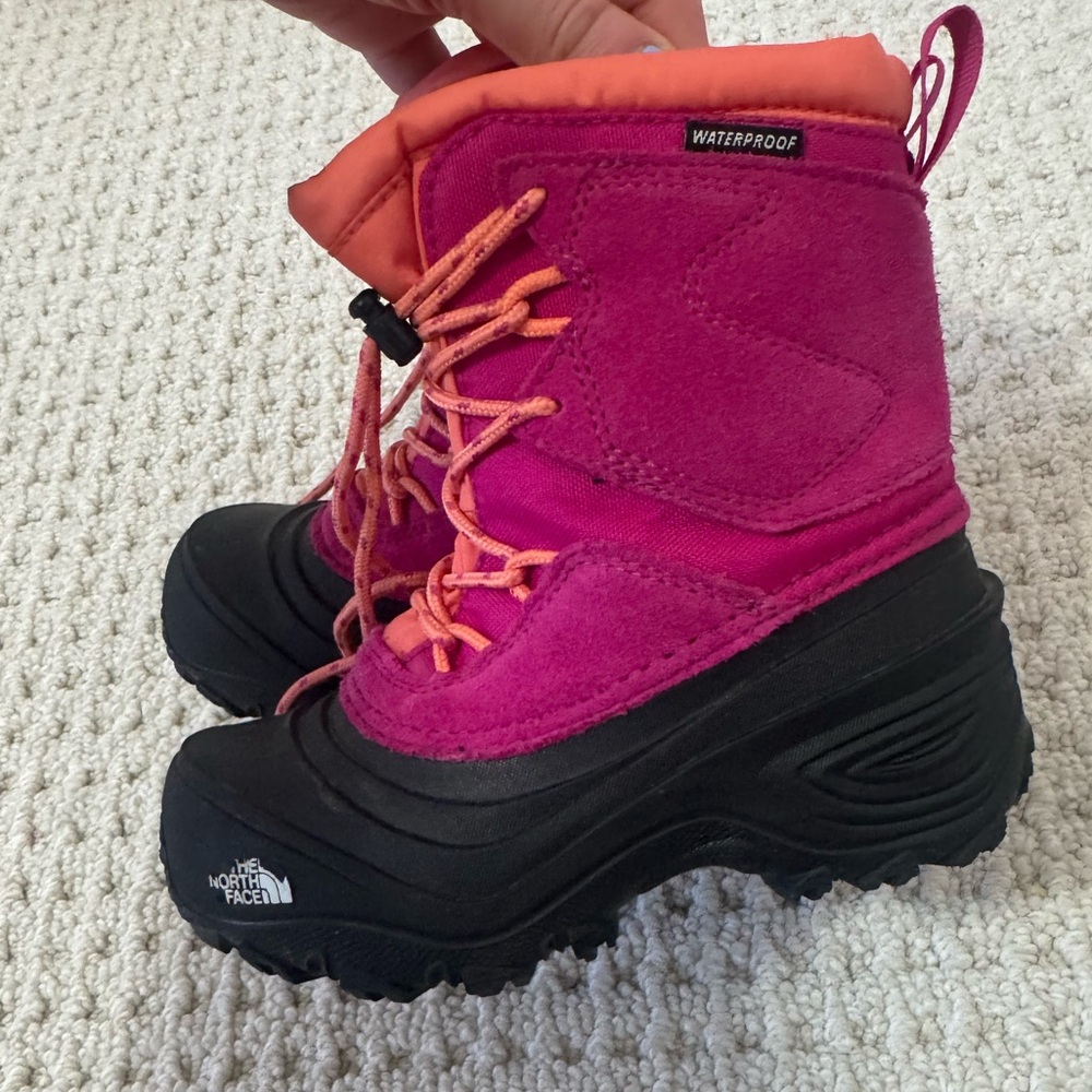 The North Face Fushia, Coral, and Black Waterproof Boots